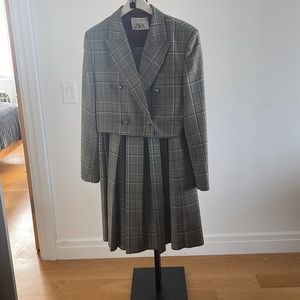Zara 2019 fall collection black and white plaid culotte suit